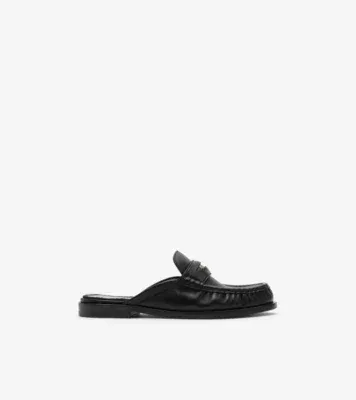 Leather Cadet Mules in Black