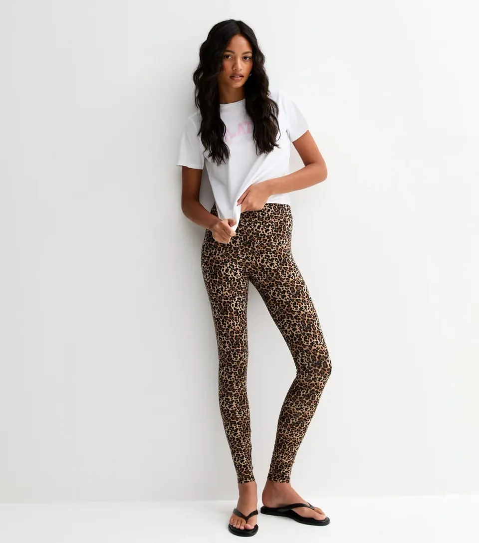 Women's Brown Leopard Print High Waist Leggings
