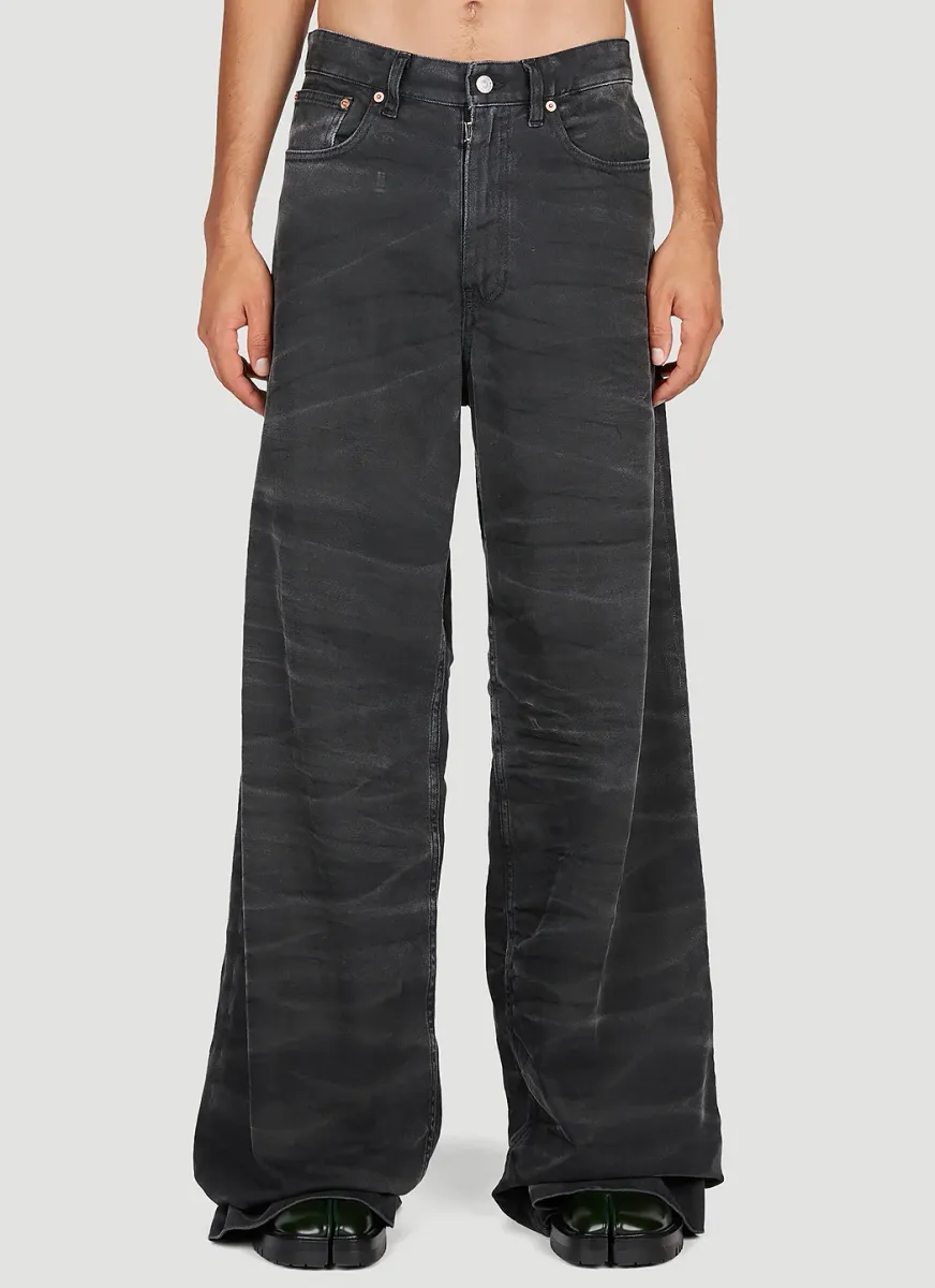 Crease Effect Wide Leg Jeans