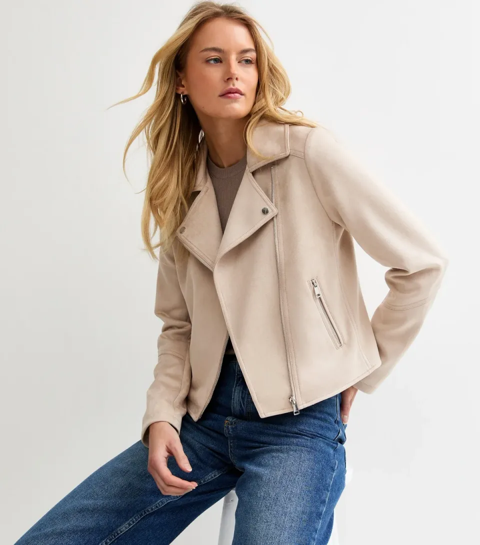 Women's Tall Stone Faux Suede Biker Jacket