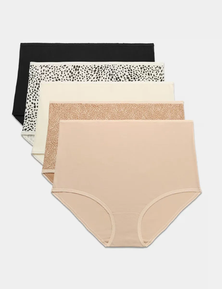 5pk Pure Cotton Full Briefs Black Mix