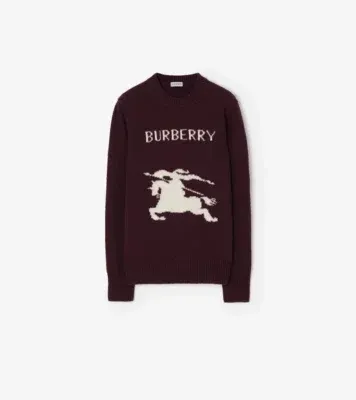 Knight Wool Cashmere Sweater in Plum purple/white