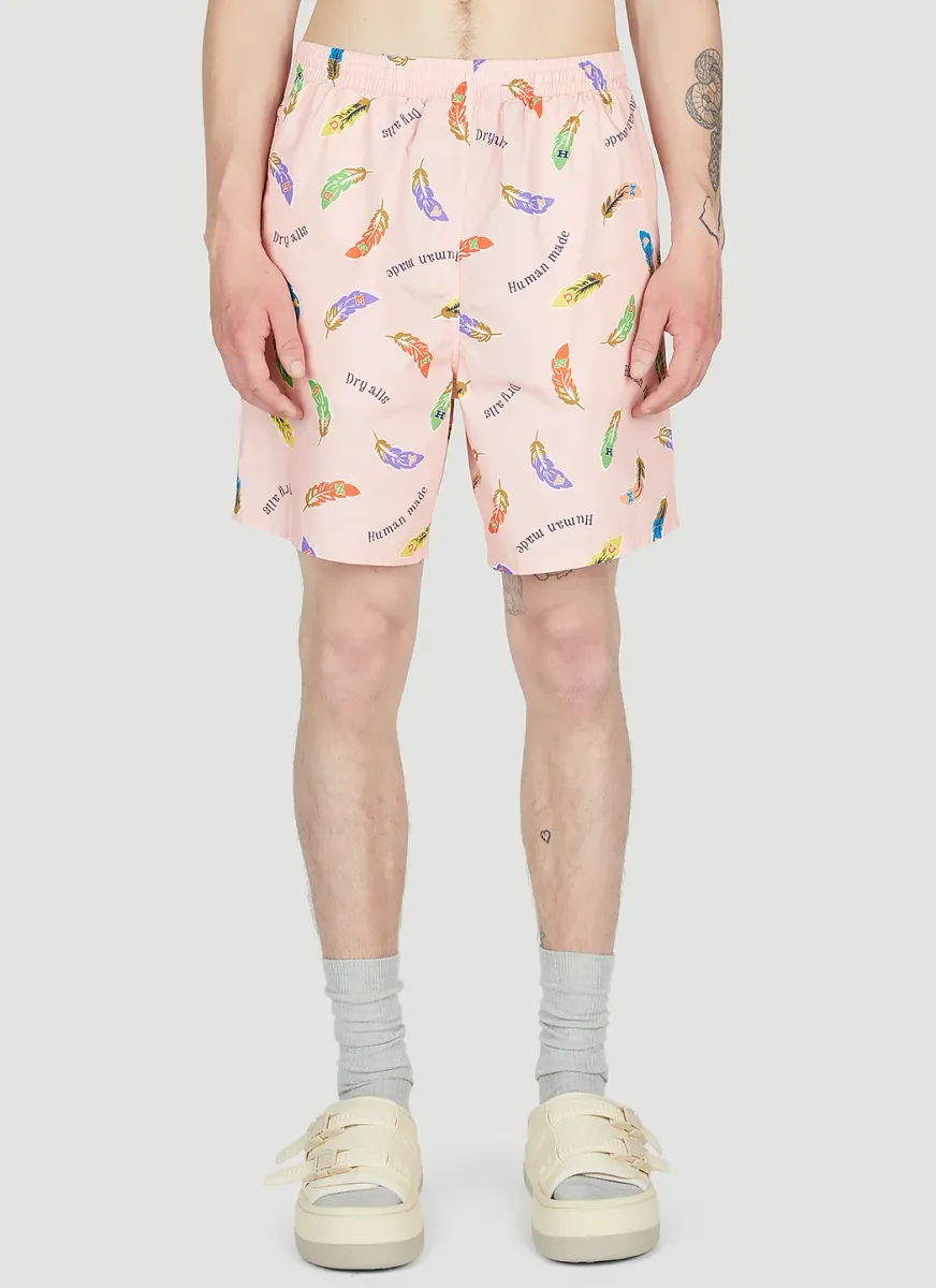 Feather Print Shorts