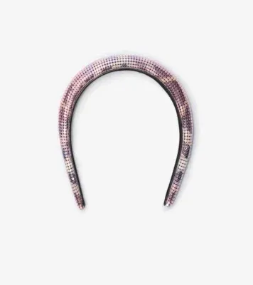 Check Mesh Headband in Dawn pink