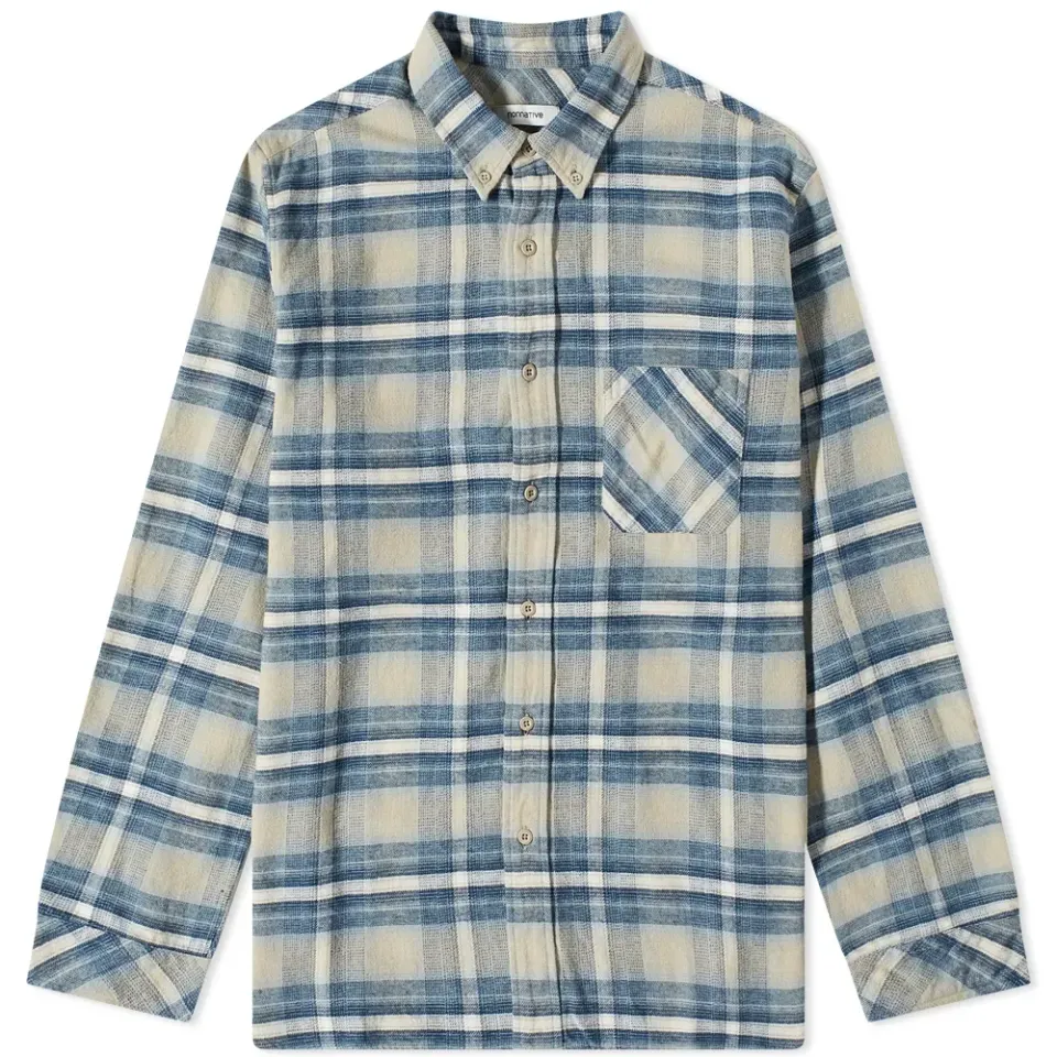 Dweller Button Down Twill Ombre Plaid Shirt