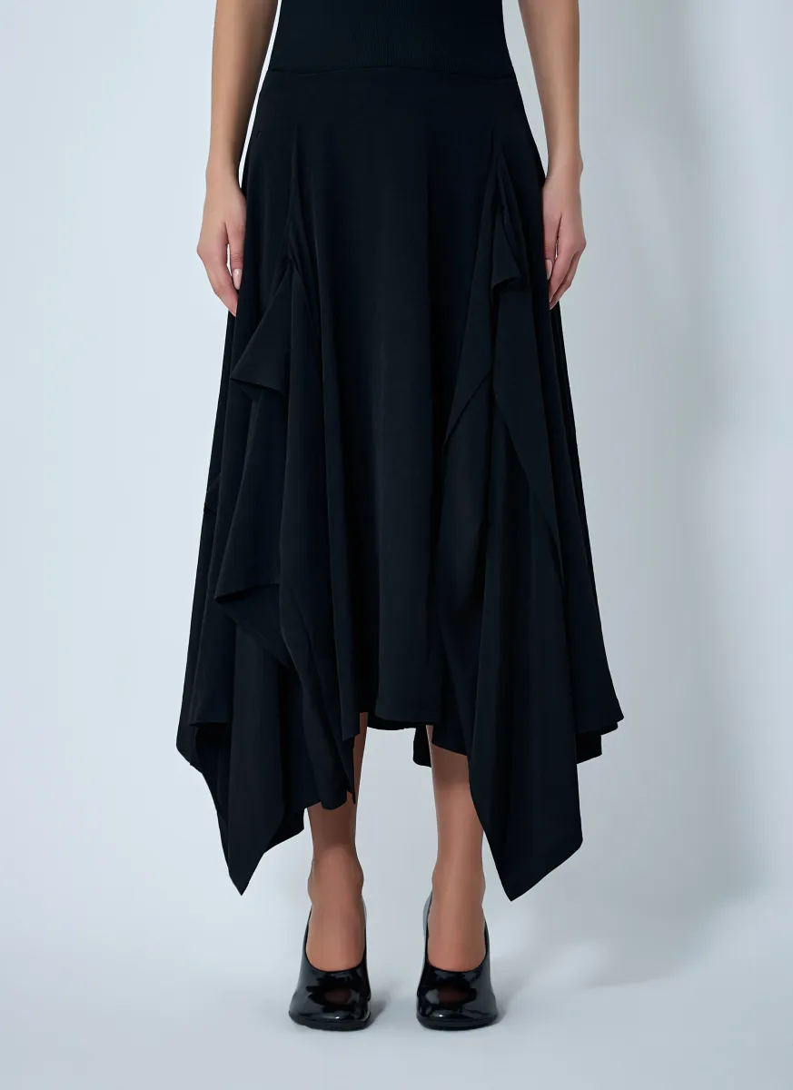 Paneled Flare Midi Skirt