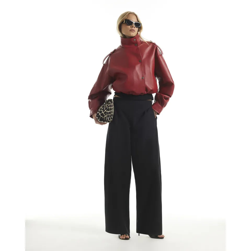 Poplin Barrel Leg Trousers