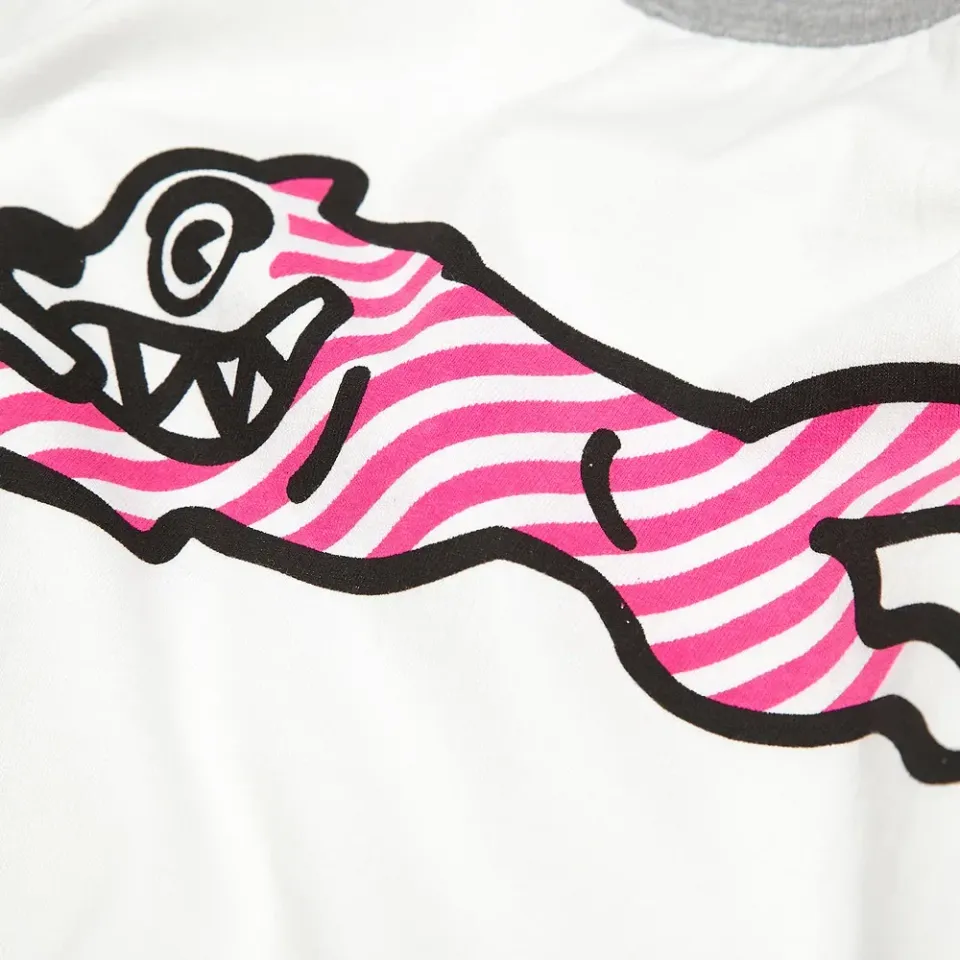 Striped Running Dog Baseball Tee