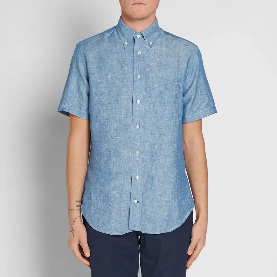 Short Sleeve Linen Chambray Shirt