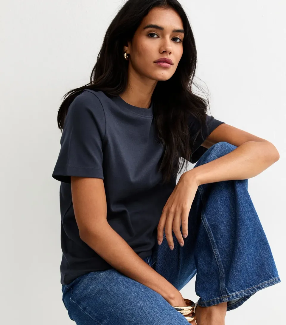 Women's Premium Navy Heavyweight Cotton T-Shirt