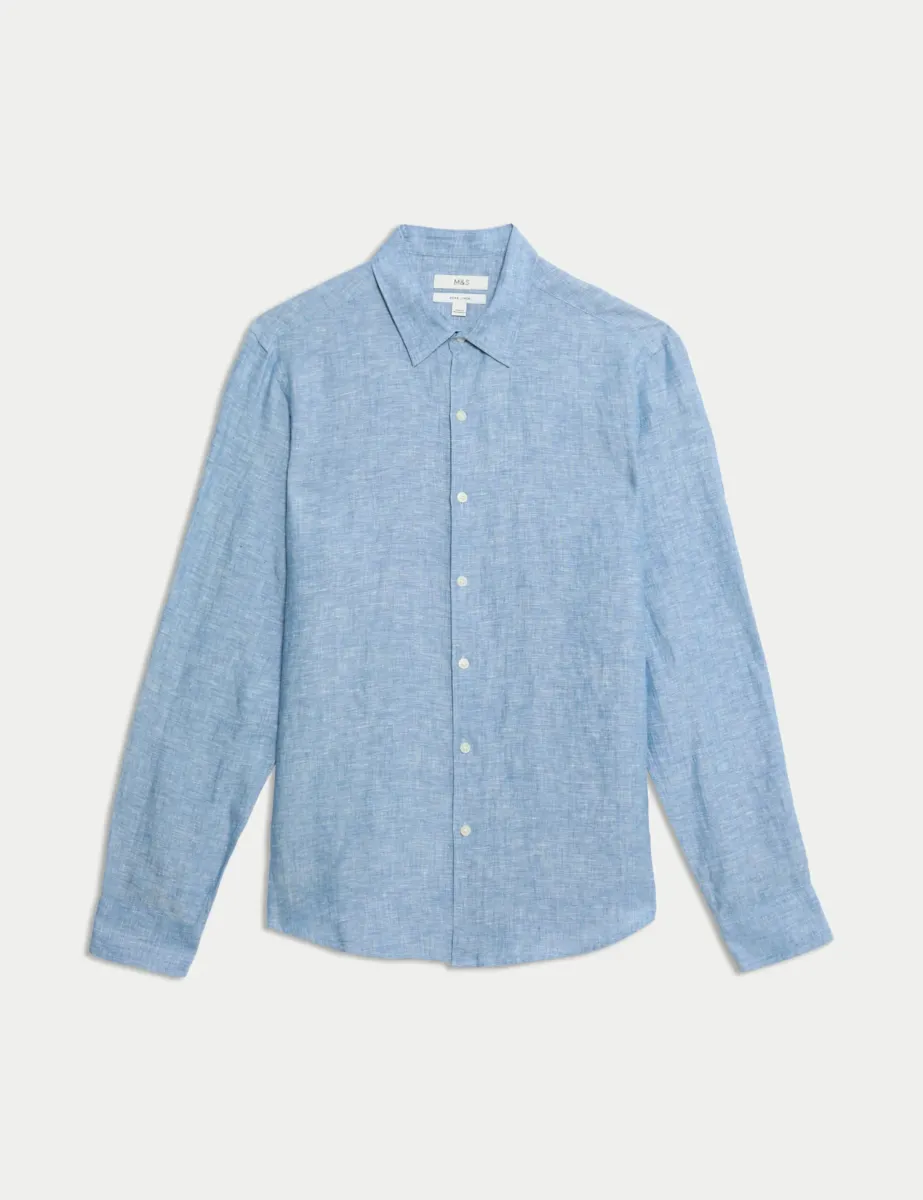 Slim Fit Pure Linen Shirt Chambray
