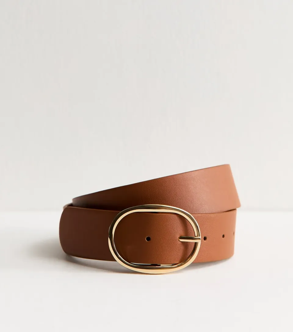 Tan Oval Buckle Belt