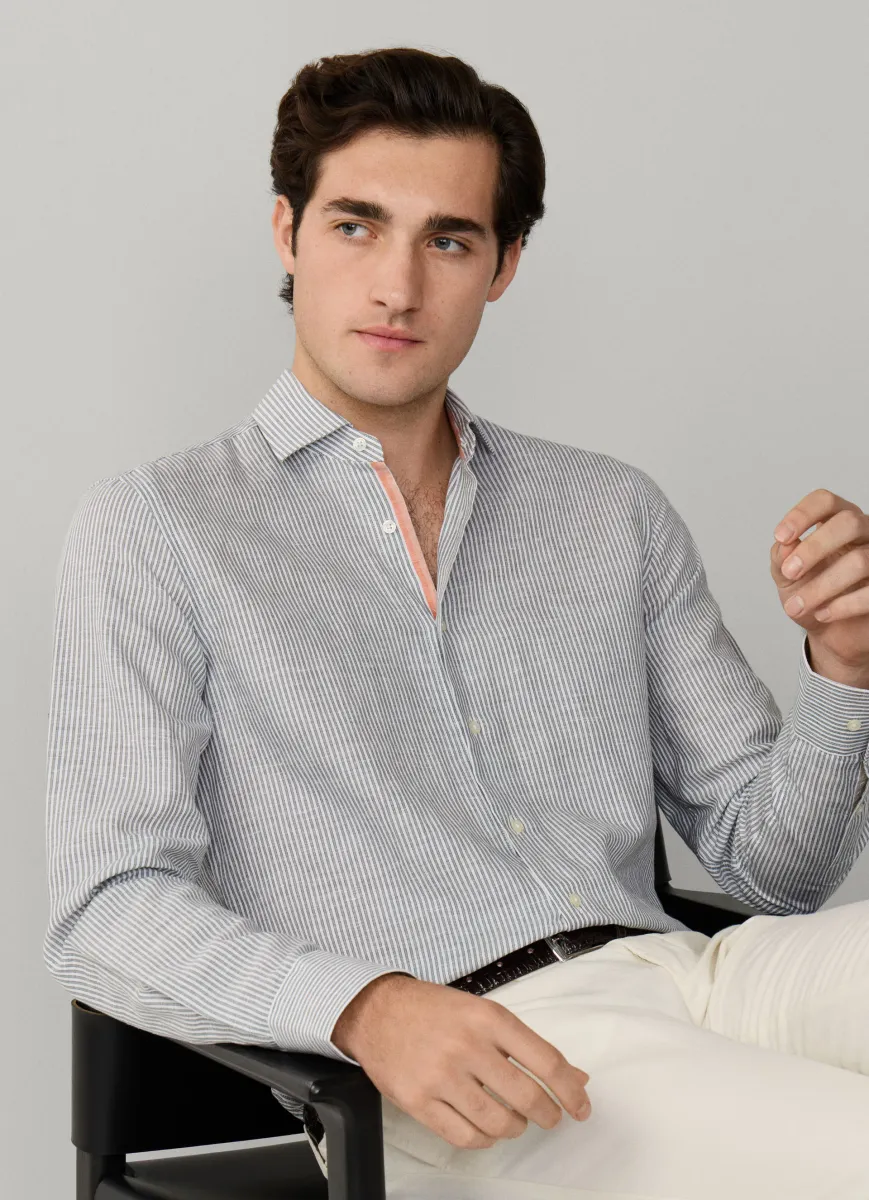 Tailored Fit Cotton-Linen Selvedge Shirt