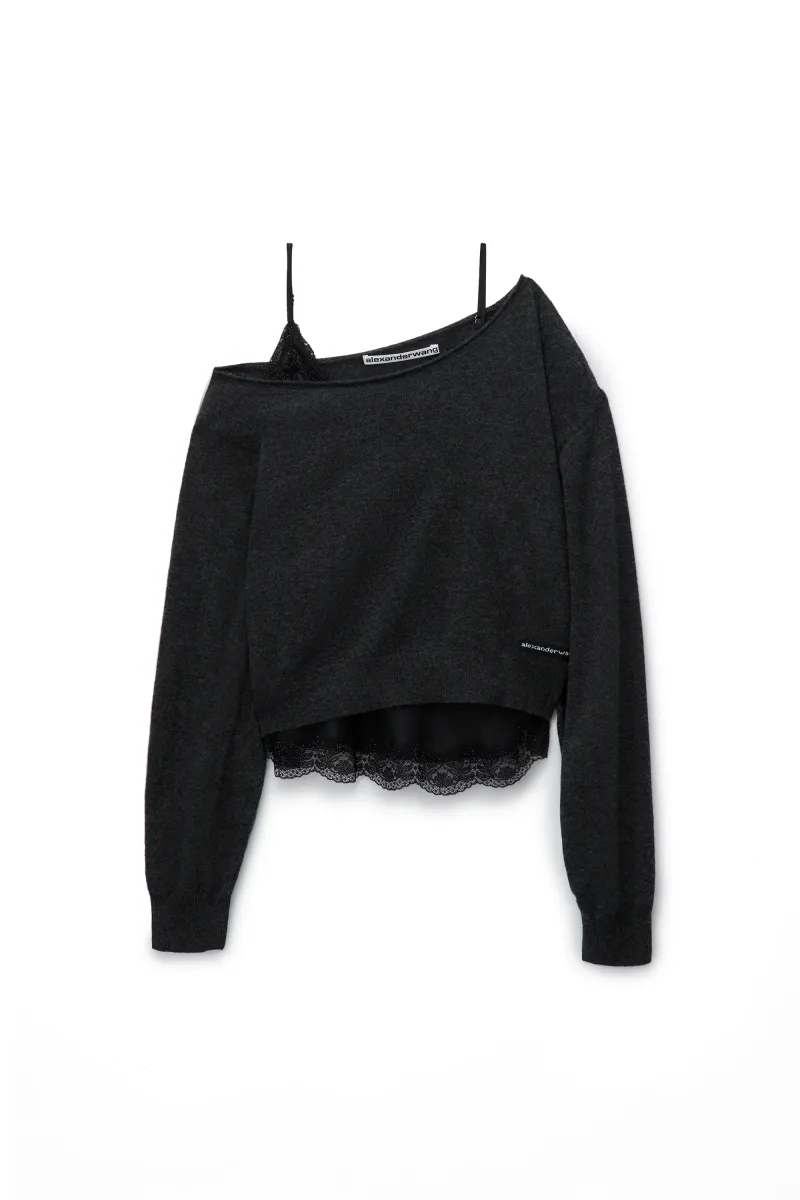 OFF-SHOULDER LAYERED SWEATER