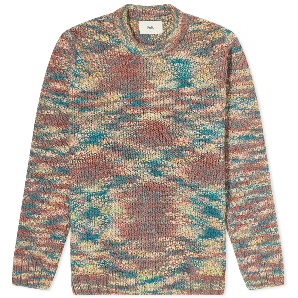 Mixed Yarn Rib Crew Knit