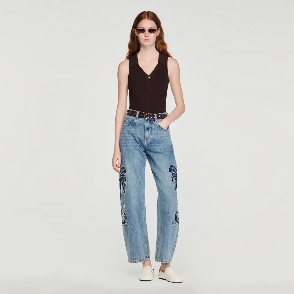 Ribbed knit polo bodysuit