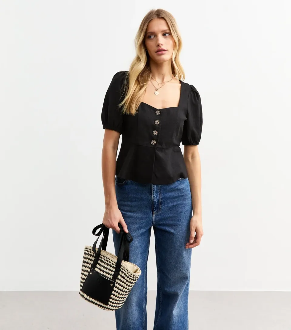 Women's Stone Linen Blend Button Up Top