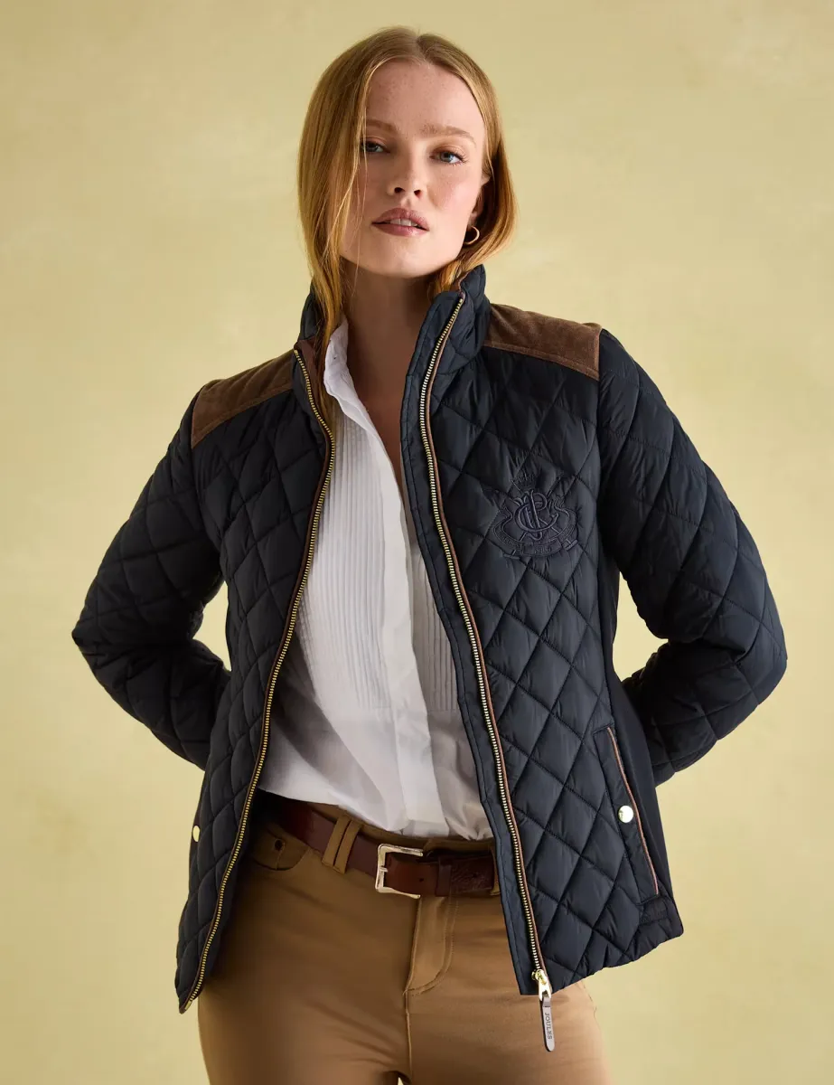 Quilted Funnel Neck Jacket Navy