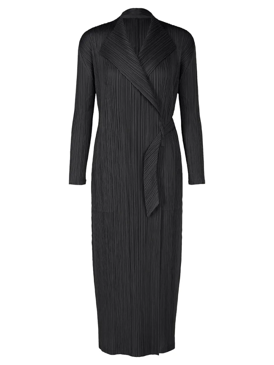 Pleats Please Facade Coat Black