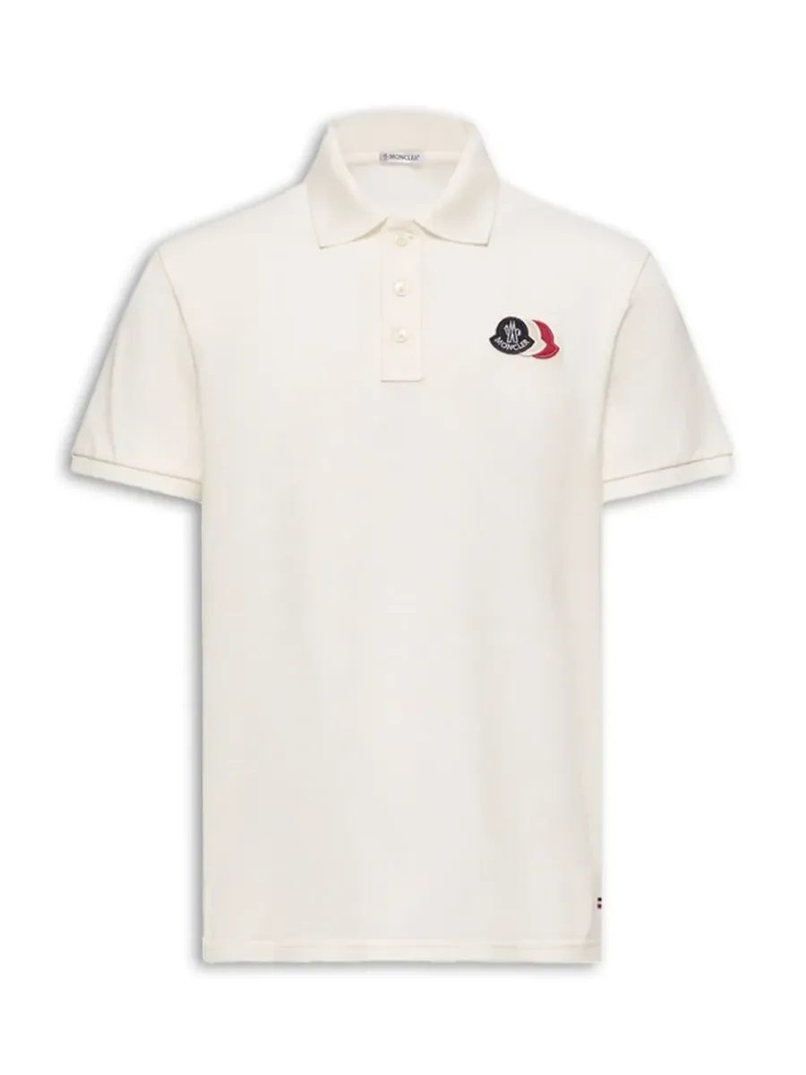 Men Logo Patch Polo Shirt White