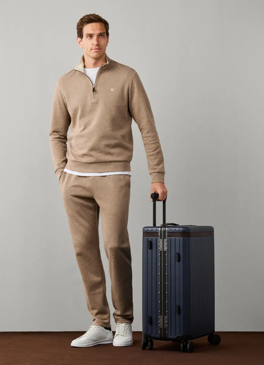 Travel Cotton Quarter Zip Sweat