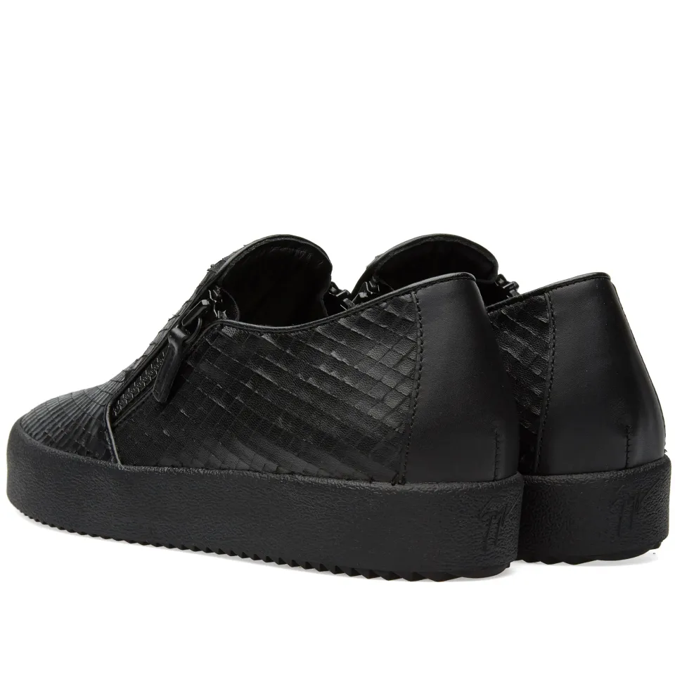 Lasered Leather Slip On Sneaker