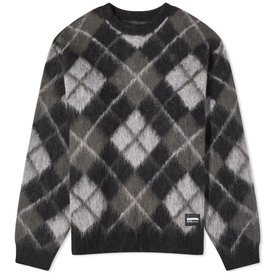 Argyle Patterned Mohair Sweater