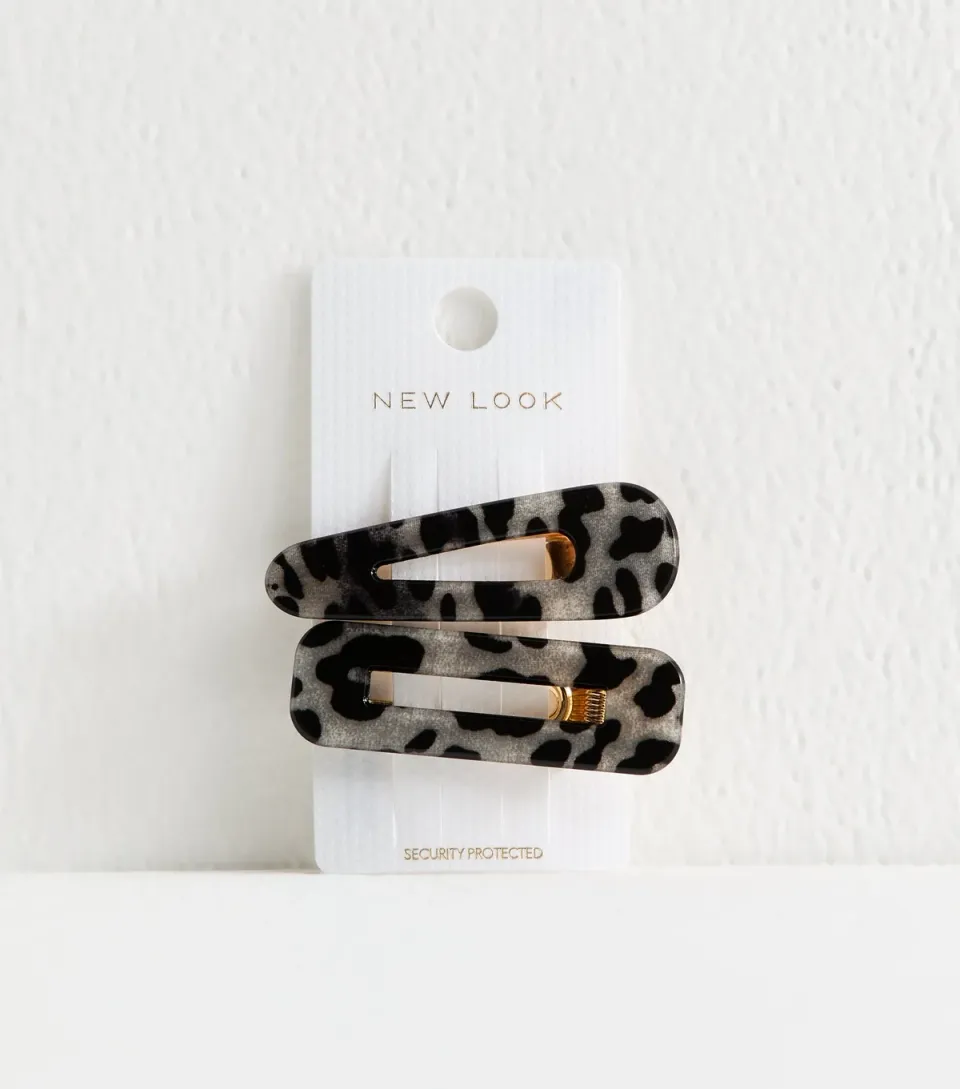 Pack of 2 Black Leopard Print Hair Slides