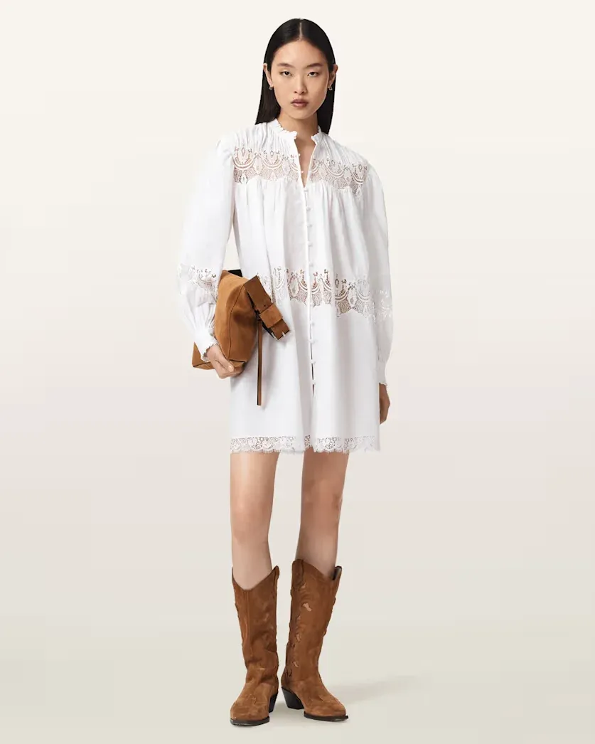 Talisa Linen Blend Lace Mini Dress