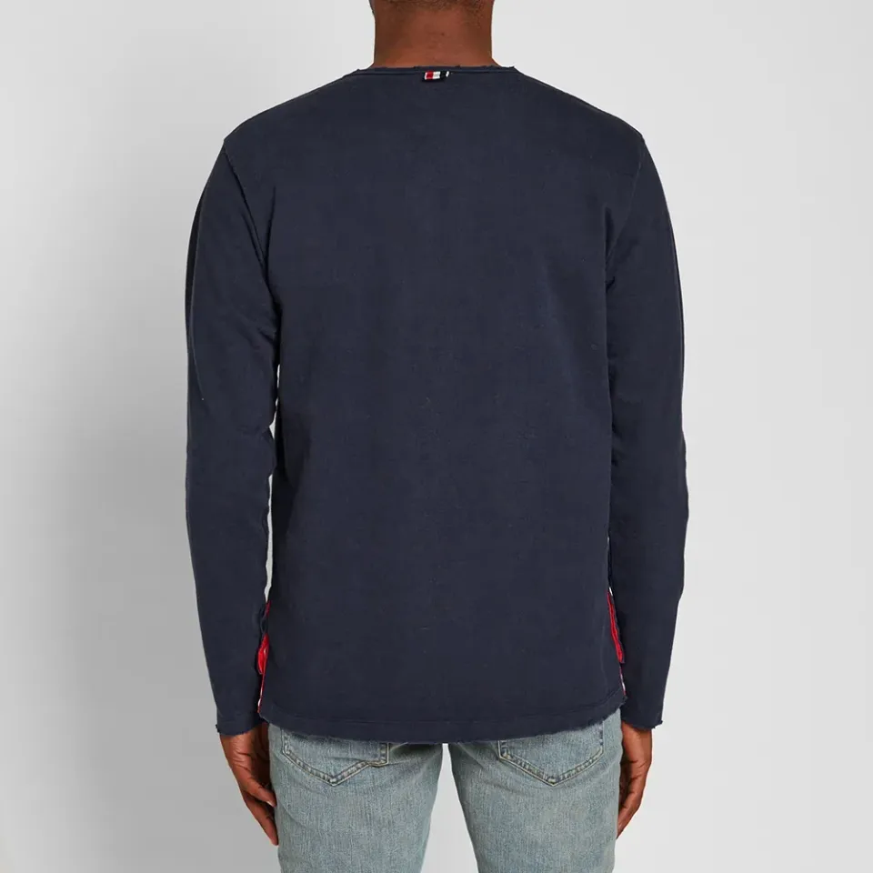 Long Sleeve Distressed Pocket Tee