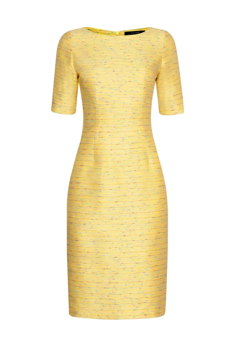 Yellow Summer Dress with Elbow Length Sleeves - Angie