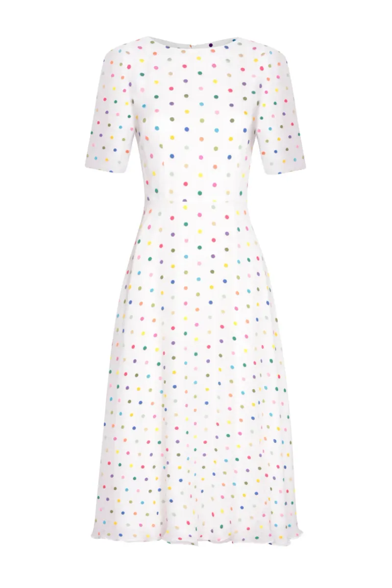 Midi Dress in Embroidered Dot Chiffon - Lexie