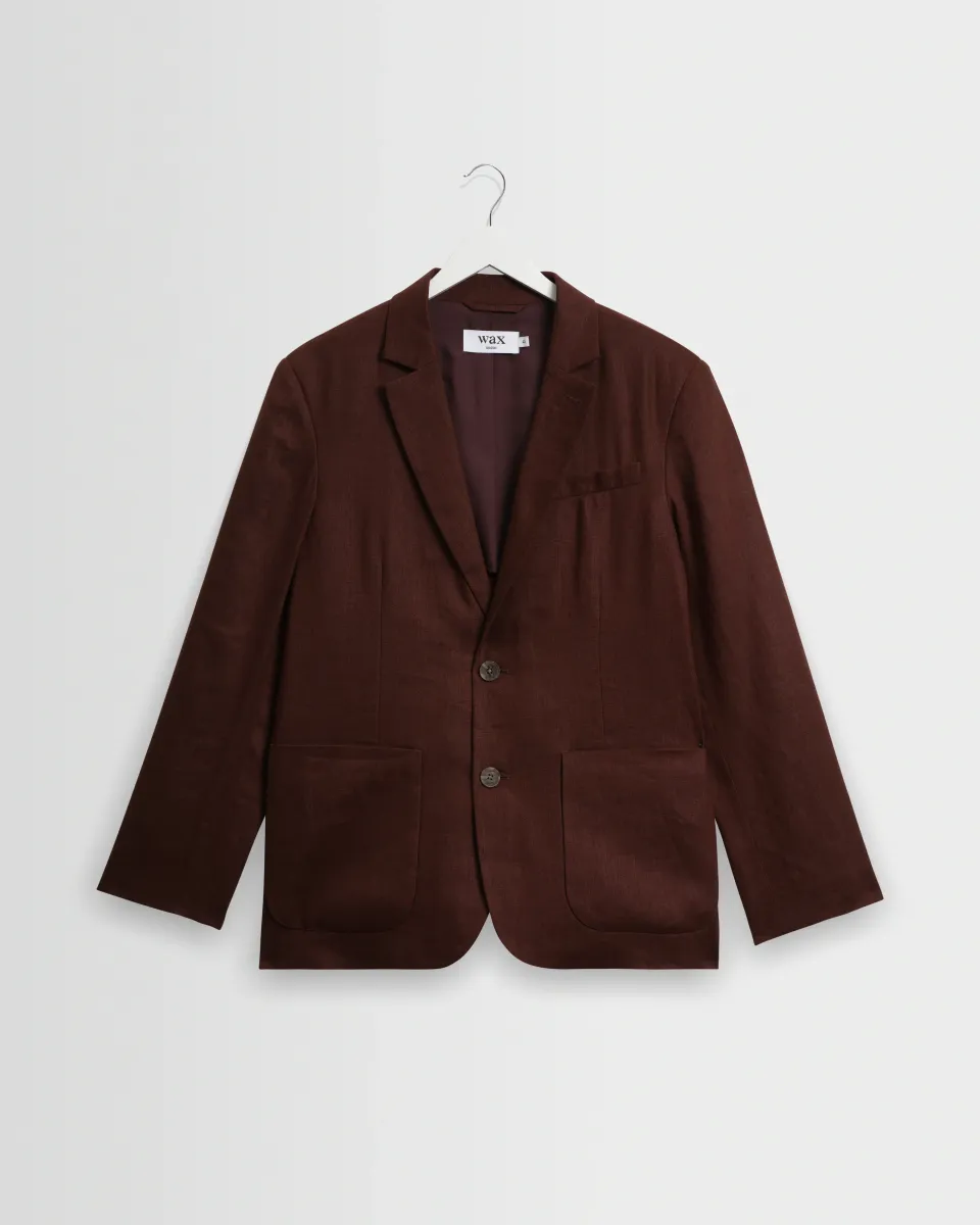 Fintry - Merlot Linen Single-Breasted Blazer