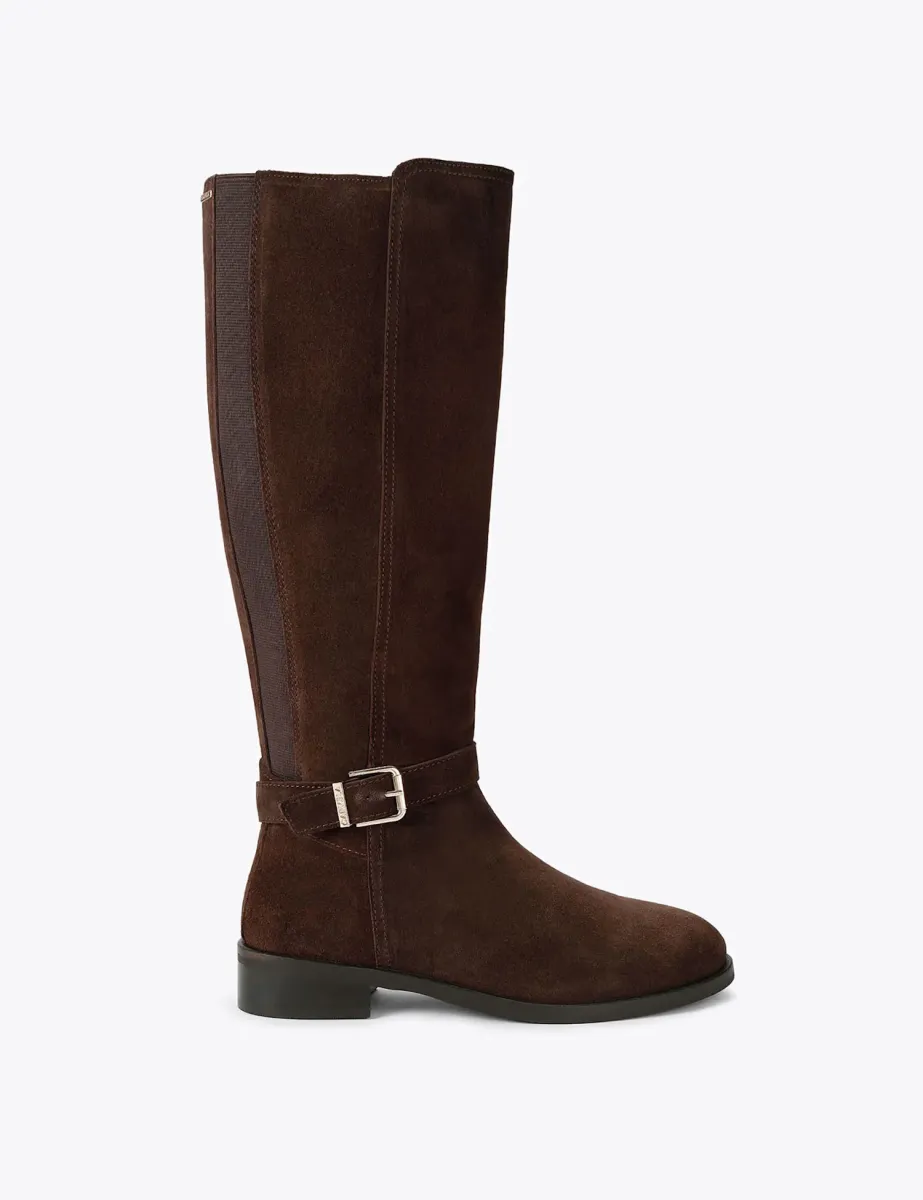 Suede Flat Riding Boots
