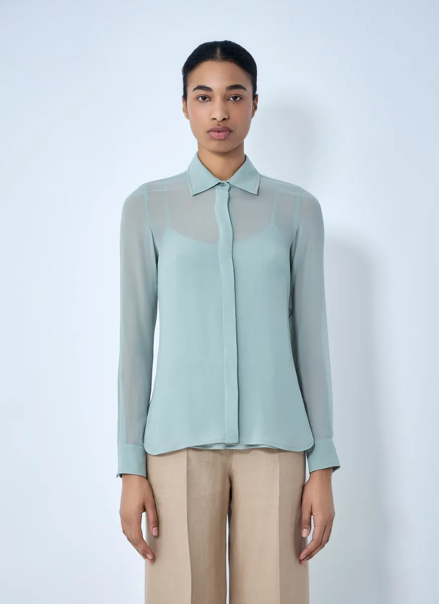 Sheer Button-Down Blouse
