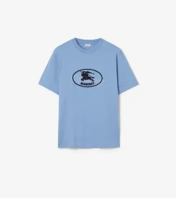 Knight Stamp Cotton T-shirt in Cornflower blue