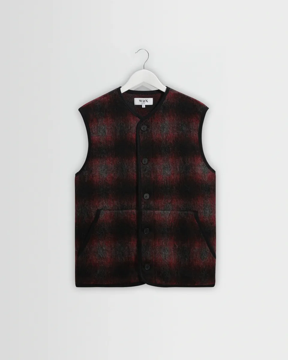 Gower - Red and Black Check Wool Gilet