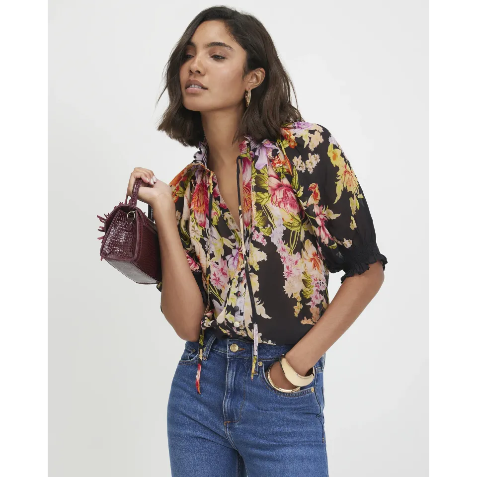 Botanical Print Sheer Blouse