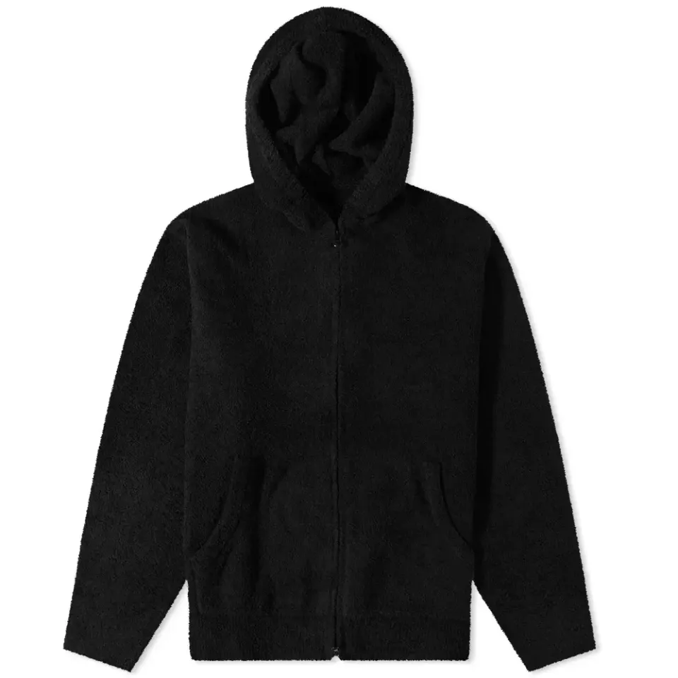 Towelling Zip Through Hoodie