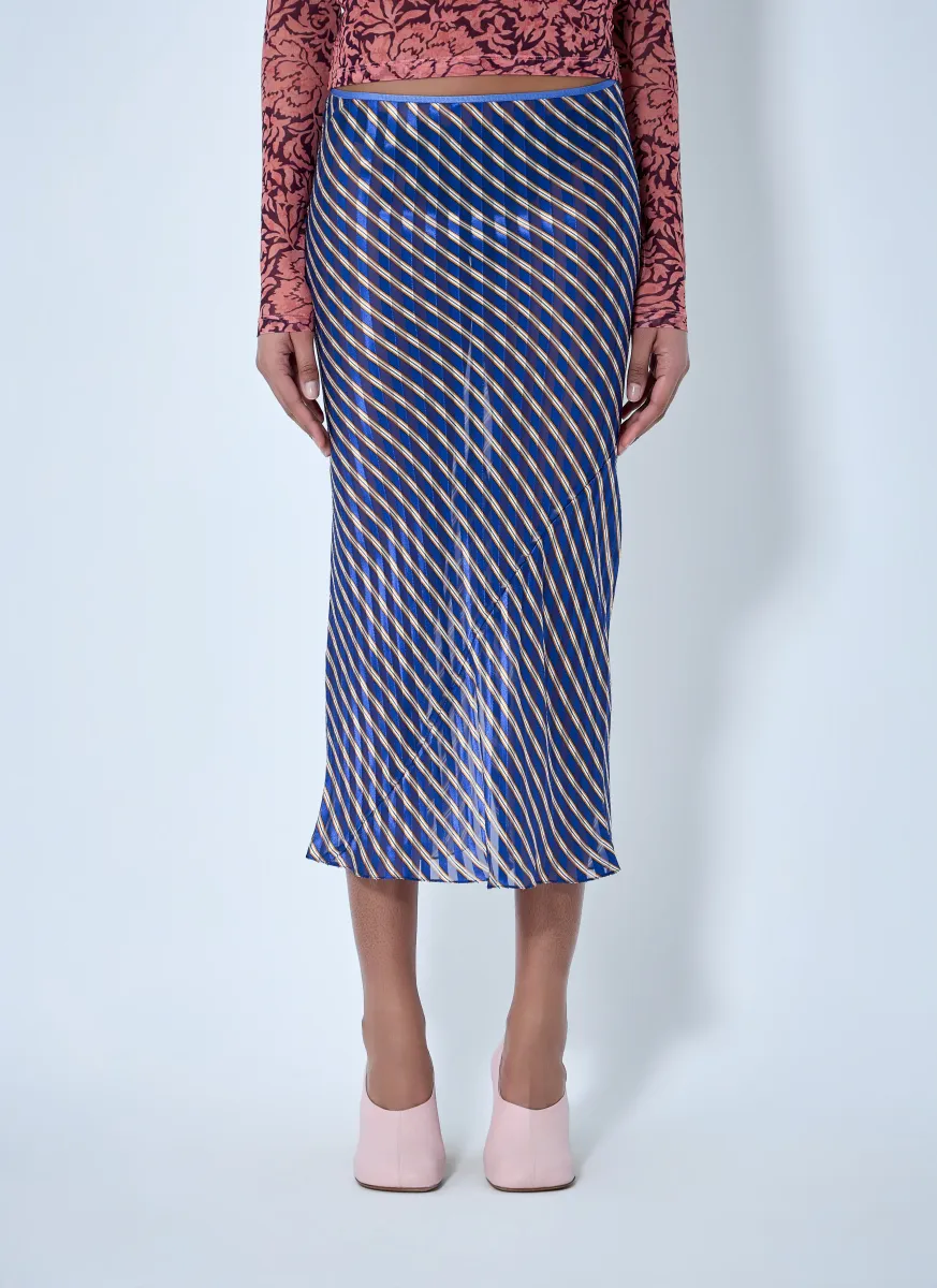 Diagonal Stripe Midi Skirt
