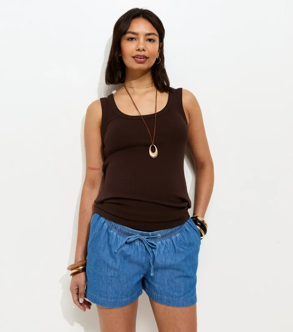 Women's Maternity Blue Drawstring Waist Pull On Shorts