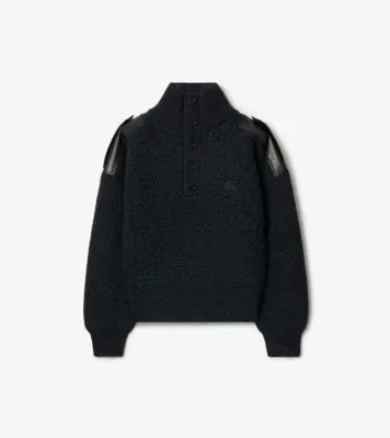 Wool Half-button Sweater in Tarmac grey