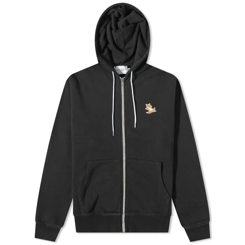 Chillax Fox Patch Zipped Hoodie