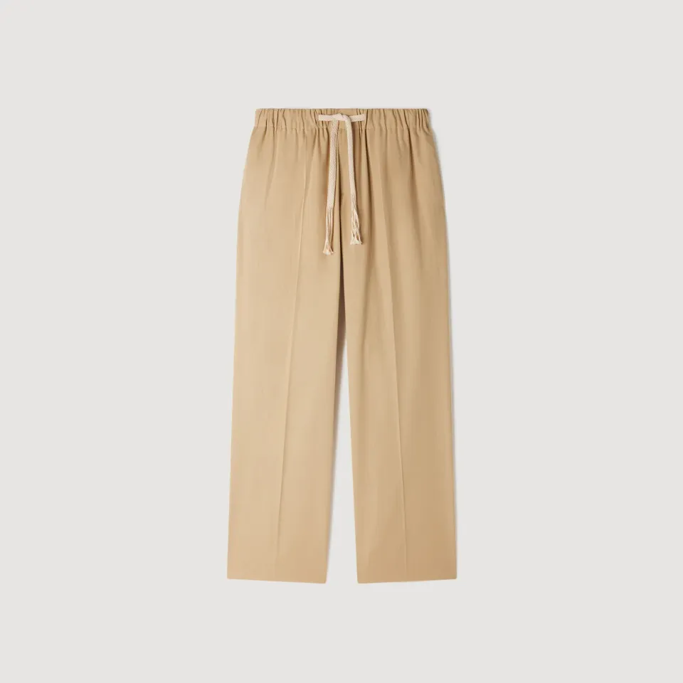 Wide-leg cotton trousers