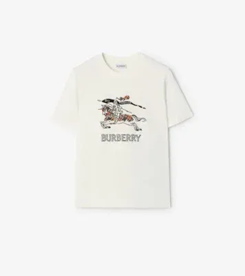 Knight Sketch Cotton T-shirt in Chalk white