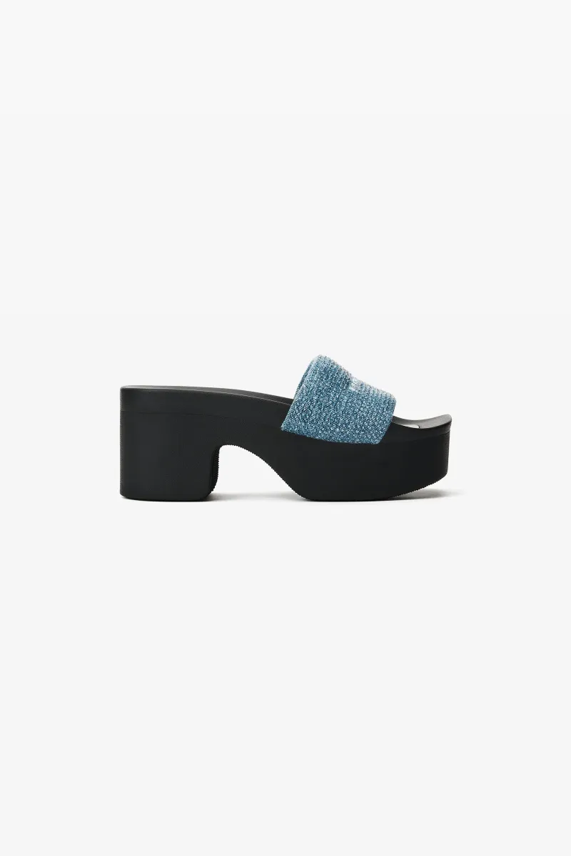 CRYSTAL HOTFIX DENIM PLATFORM POOL SLIDE