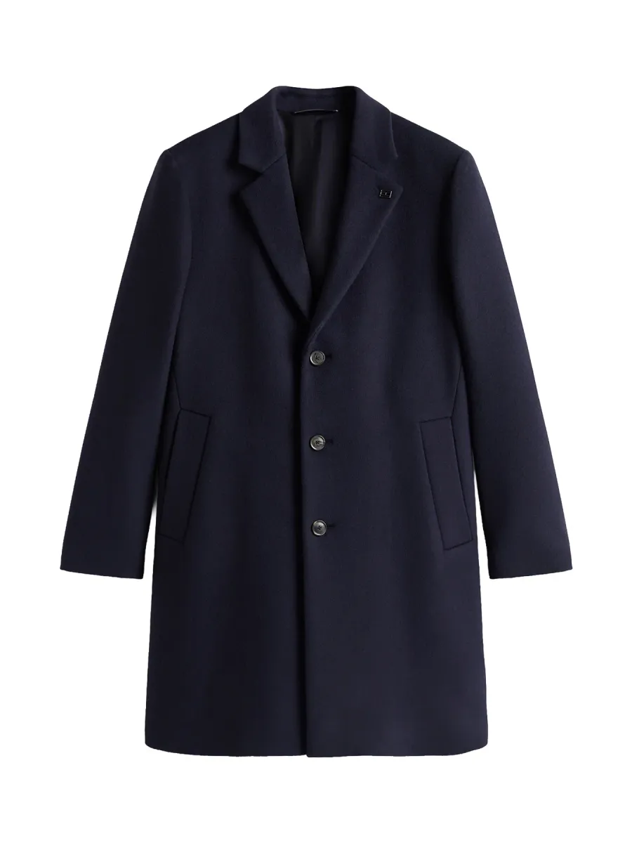 Wool Blend Single Breasted Coat