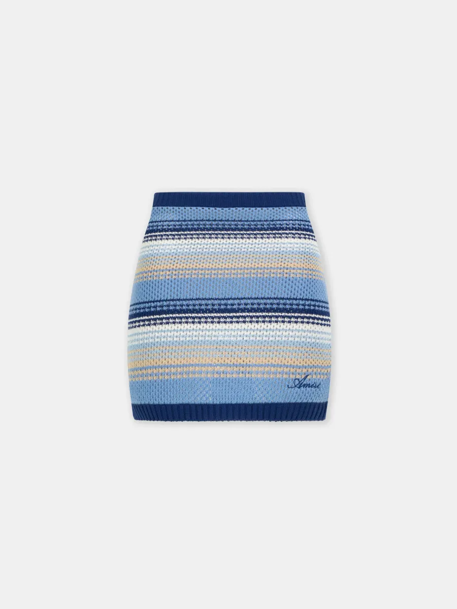 WOMEN - WOMEN'S SCRIPT STRIPE KNIT MINI SKIRT - Blue