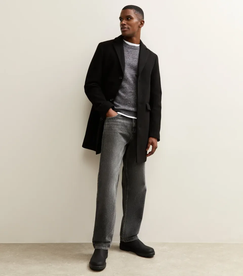 Men's Black Regular Tailored Coat