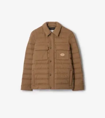 Cashmere Padded Overshirt in Camel